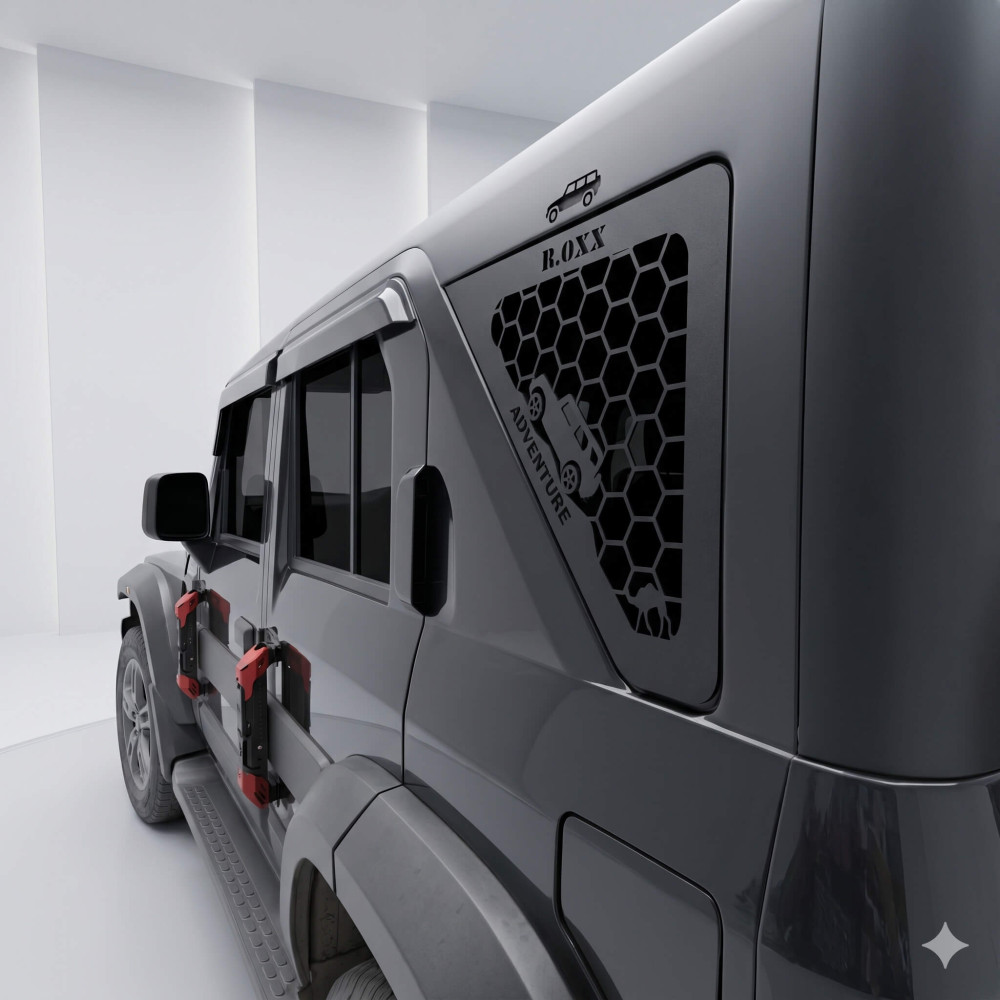 Mahindra Thar Roxx Steel Window Louver Black | Side Window Cover Mahindra Thar Roxx Steel Window Louver Black | Side Window Cover